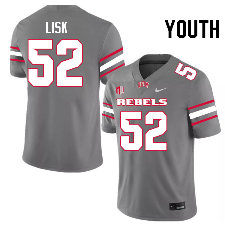 Youth #52 Ben Lisk UNLV Rebels College Football Jerseys Stitched-Grey